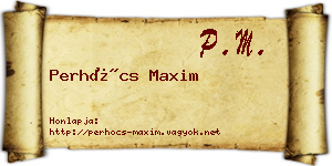 Perhócs Maxim névjegykártya